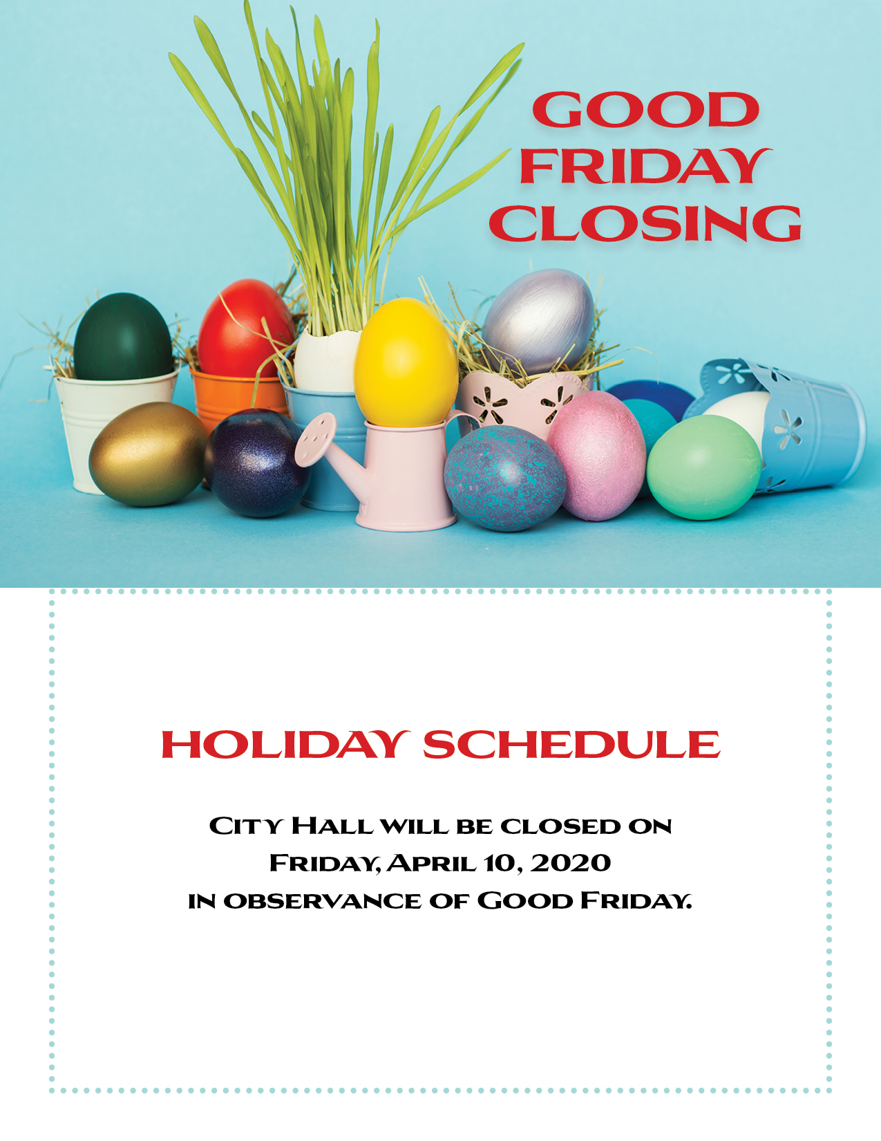 City of West Columbia City Hall Closed in Observance of Good Friday